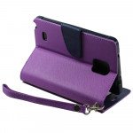 Wholesale Samsung Galaxy Note 4 Diary Flip Leather Wallet Case w Stand and Strap (Purple Blue)